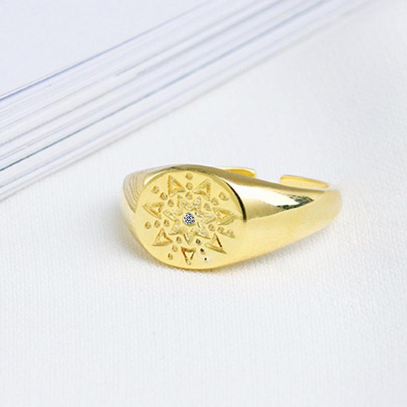 ANENJERY Золотые кольца с нижним сердечком для женщин, простое индивидуальное регулируемое кольцо с цирконом, ретро-ювелирные изделия