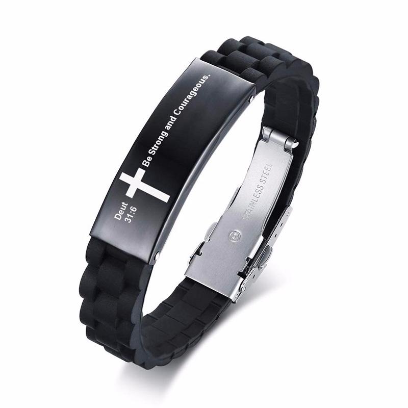 Vnox религиозный крест Иисус Писание цитата христианский библейский стих вдохновляющие вера силиконовые браслеты для мужчин персонализация