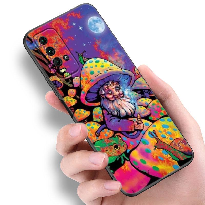 Hippie Mushroom Buddha Phone Case For Xiaomi Redmi Note 5 6 9T K20 K40 K50 Pro 7A 8A 9A 9C 9i 10A 10C A1 S2 Soft TPU Black Cover