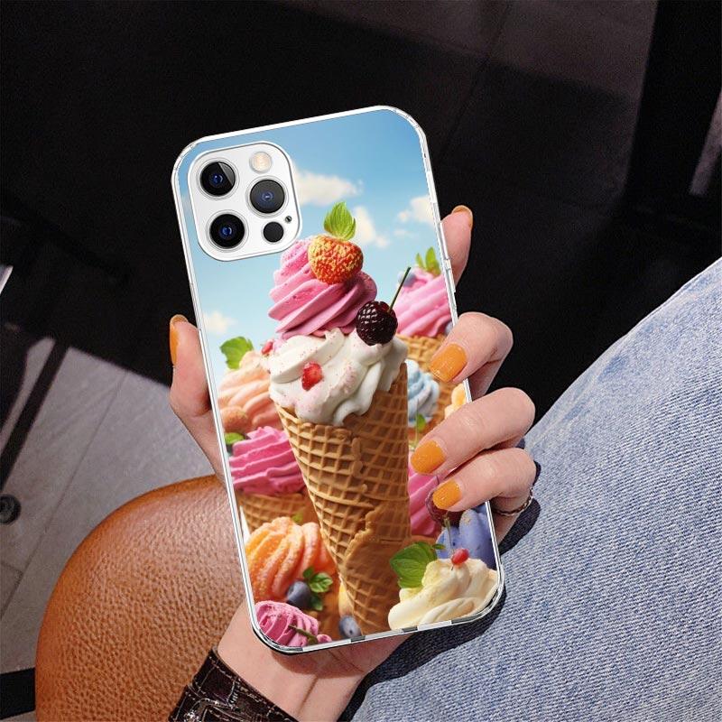Чехол для телефона Macaron Ice Cream Cake Doughnut для iPhone 17 Air 16 Pro Max 16E 15 + 14 Plus 11 12 13 Mini 7 8 SE Подарочная печатная крышка F