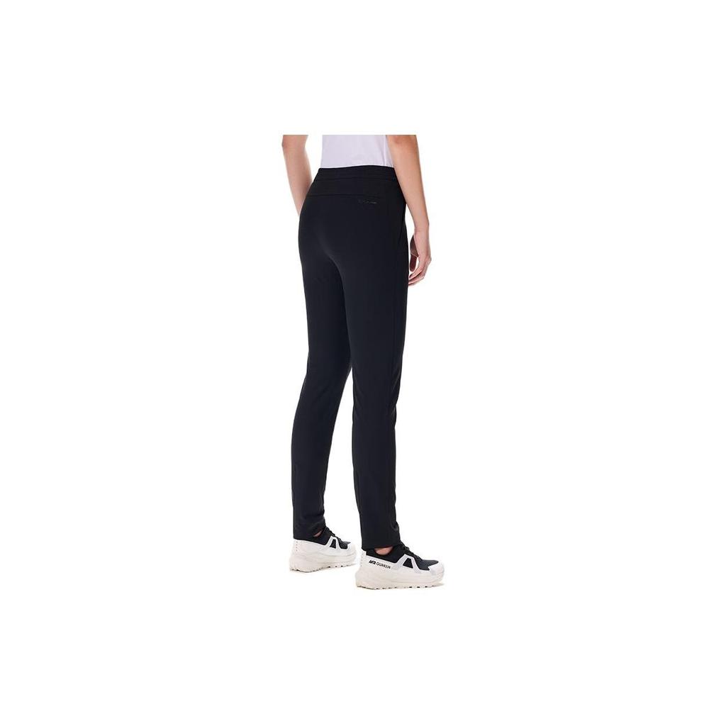 Anta Logo Mid-Waist Button Straight Casual Long Pants Women Pants Black 162320518-1