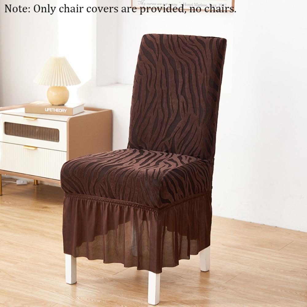 Elastic Skirted Chair Cover Dustproof Removable Wear-Resistan Seat Cover Jacquard Wave Pattern Living Room Chair Cover