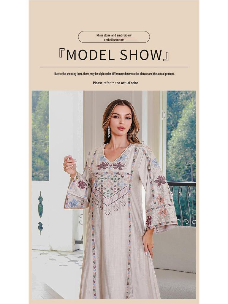 Элегантная абайя, расшитая стразами - Женское длинное платье в дубайском стиле