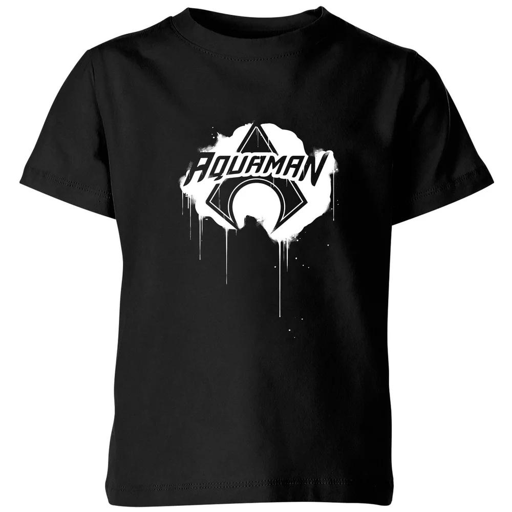 Justice League Graffiti Aquaman Kids' T-Shirt - Black - 3-4 Years