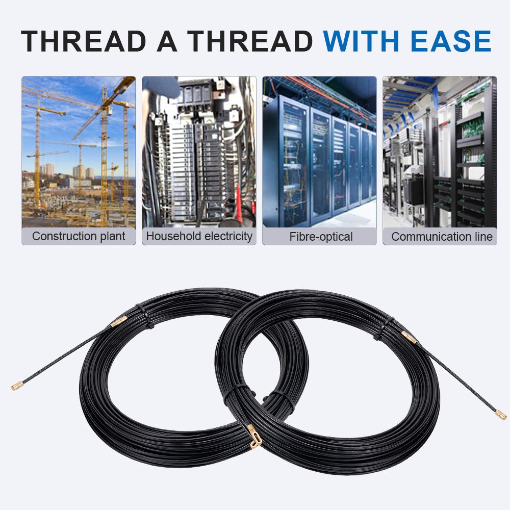 3mm 5/10/15/20/25/30/35/40M Cable Push Puller Black Fiberglass Electric Guide Device Duct Rodder Fish Tape Wall Wire Conduit