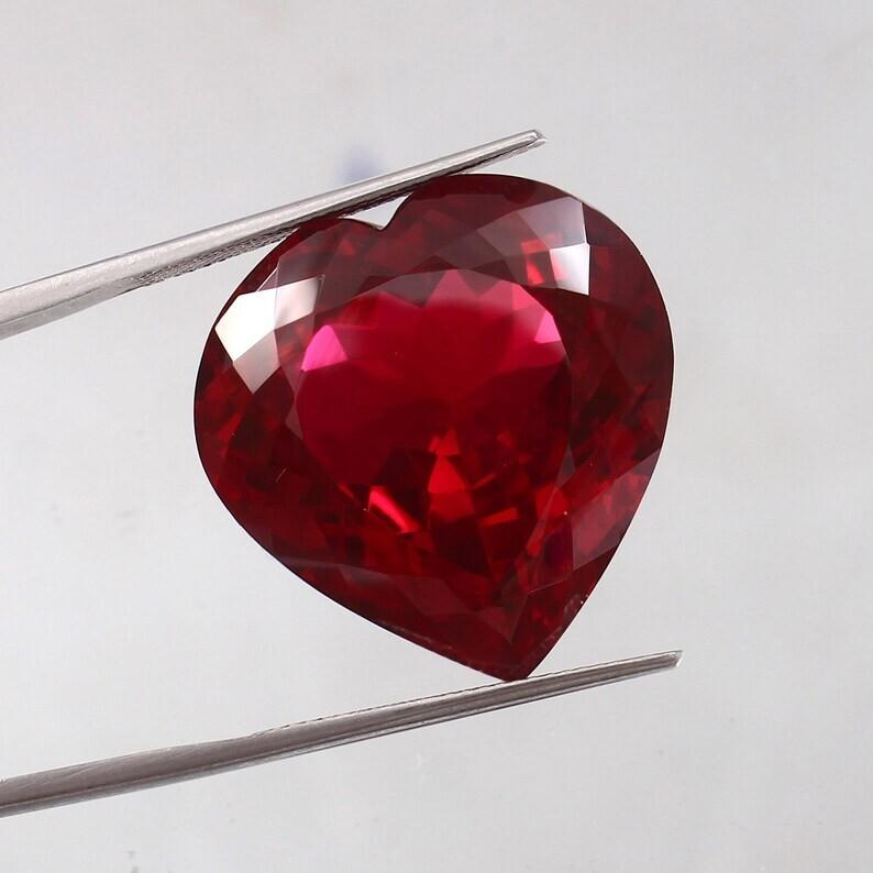 AAA 19 MM Flawless Blood Red Ruby Heart Cut Loose Gemstone Mozambique