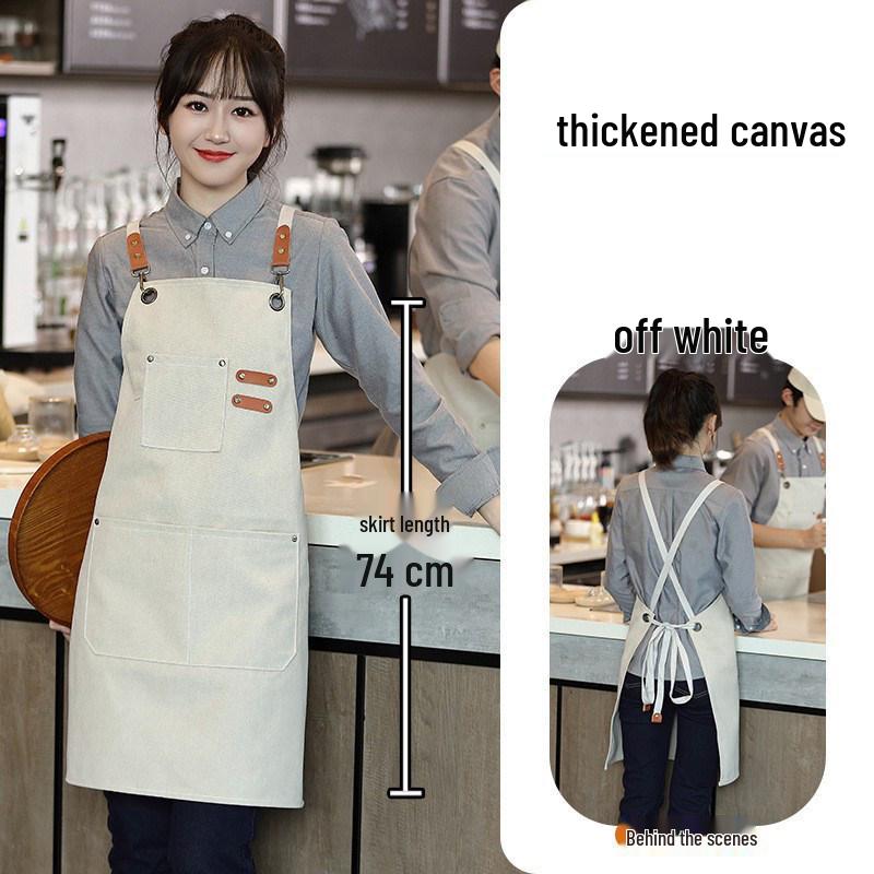 Stain-Resistant Canvas Apron with Logo for Catering, Milk Tea, Coffee, and Cake Shops