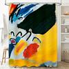 Abstract Colorful Bathroom Shower Curtain Decor Modern Watercolor Blue Yellow Red Orange Black Print Fabric Waterproof Rug Liner