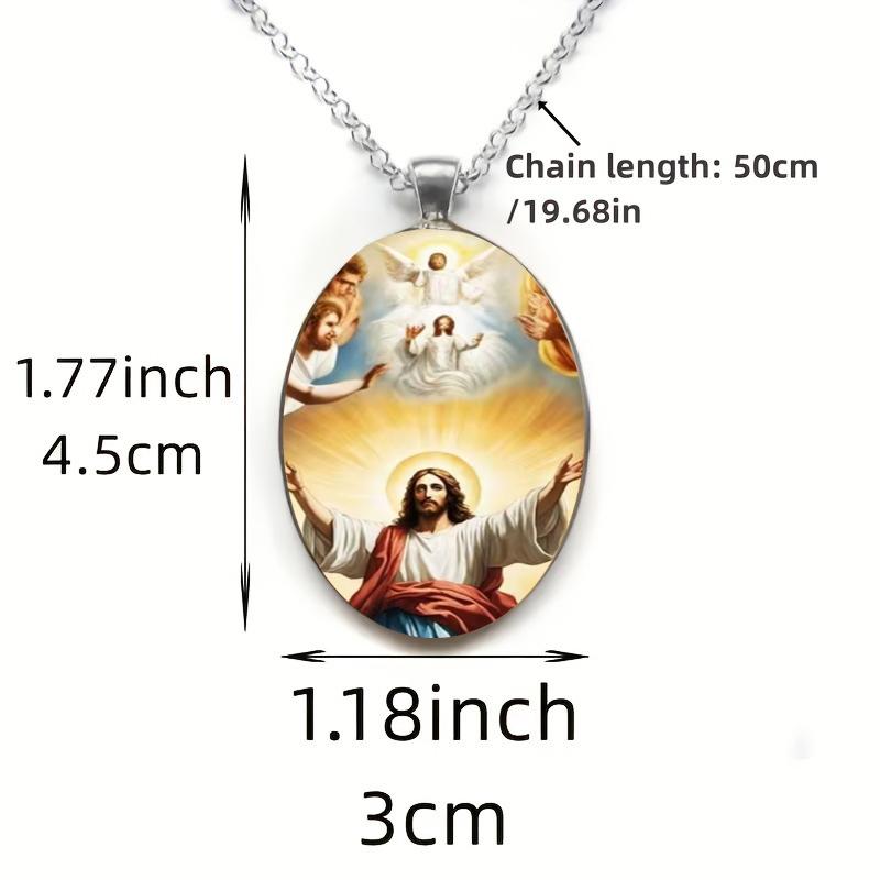 Holy Jesus With Outstretched Arms, A Protective Amulet Necklace Pendant, Made Of Time-Jeweled Glass.