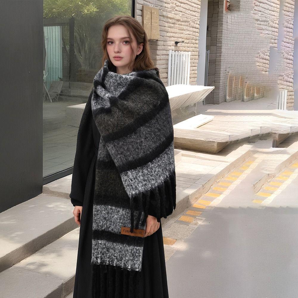 Windproof Women's Cashmere Shawl Korean Style Long Wool Tassel Scarf Retro Winter Scarves Girls