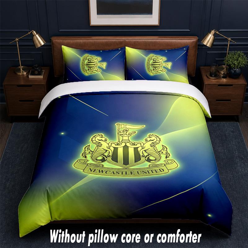 Newcastle United Football Design Bed Bedding Set 1 Duvet Cover + 2 Pillowcases Soft Breathable Household Bed Linens