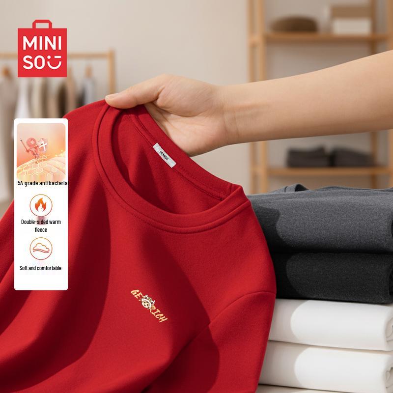 MINISO Мужская футболка с длинным рукавом и плюшевой подкладкой, год Лошади