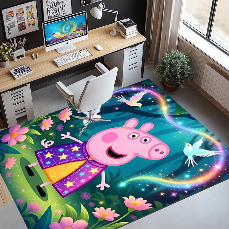 Peppa Pig Pattern Rug, Indoor/Outdoor Mat, for Picnic, Gameroom, Bedroom, Office, Living Room, Home Decor Carpet, Birthday Gift