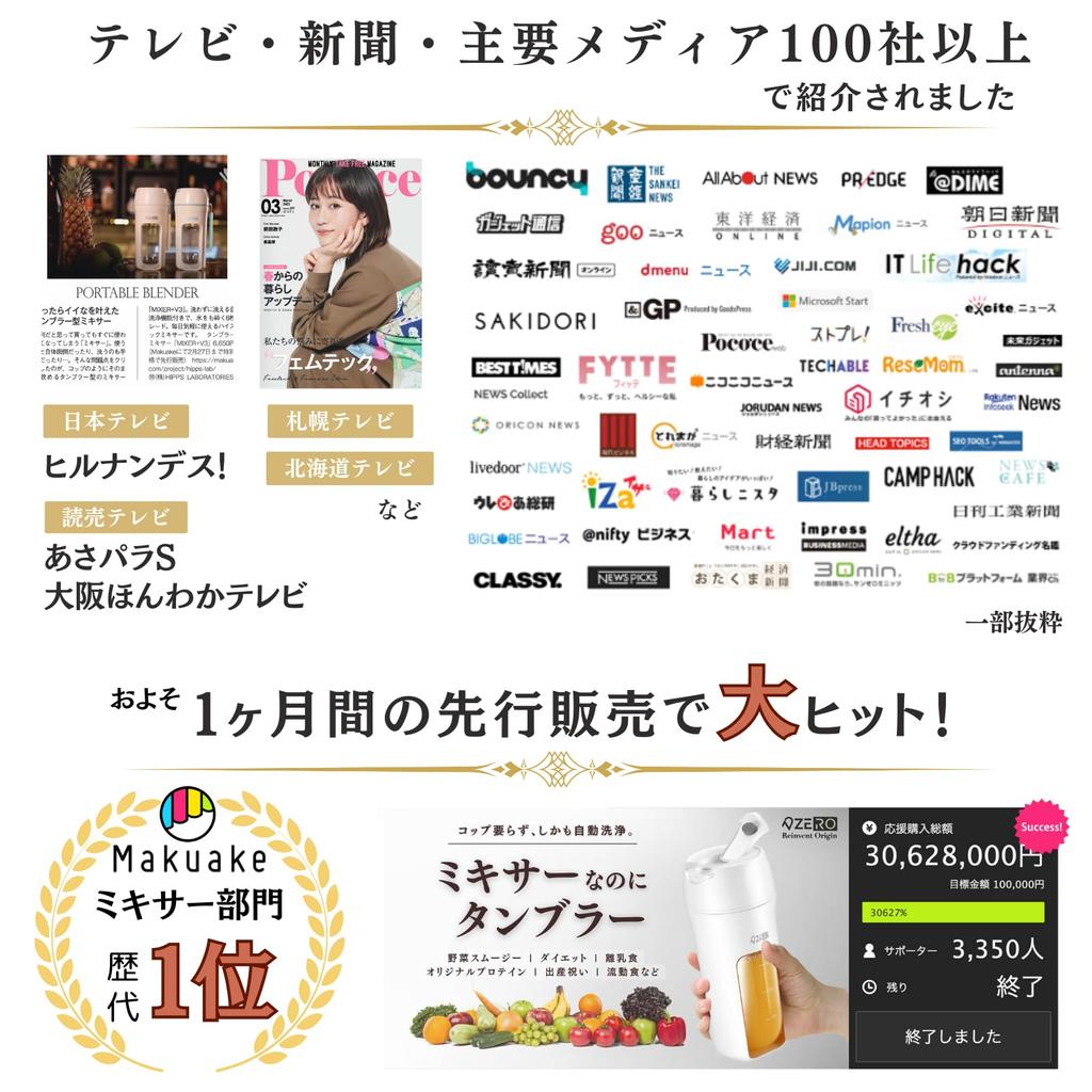 Доступно множество телевизионных программ. Миксер стаканного типа ZERO может измельчать лед. Портативный компактный небольшой популярный блендер. Портативная соковыжималка для смузи. MIXER+V3. (белый)