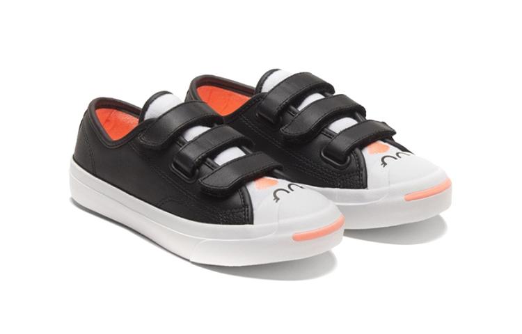 Converse Кеды Jack Purcell на липучках Низкие для малышей Черно-розовые для младенцев и малышей 769802C