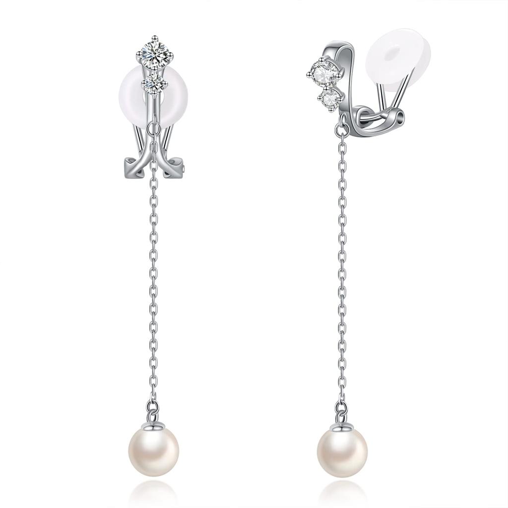 Pearl Earrings for Silver June School Entrance Graduation Gift for Women In Their and Jewelry FH.bird Women, Swinging, Wedding, Hypoallergenic, 925,