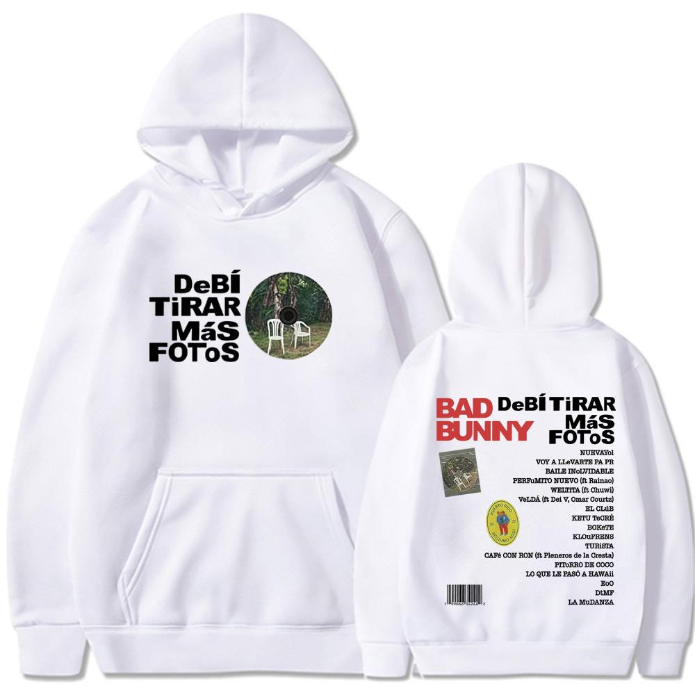 Rapper Bad Bunny DTMF DeBi TiRAR MaS FOToS Album Vintage Print Hoodies Men Women Hip-hop Long-sleeved Aesthetic Casual Pullover
