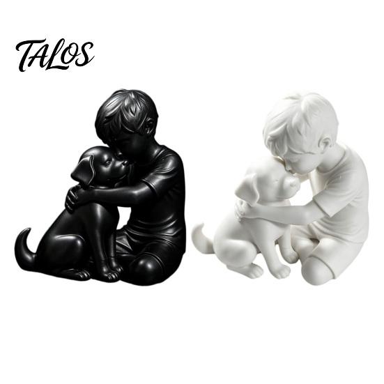 Talos 3D-печатная статуэтка щенка и мальчика, Скульптура собаки и хозяина, Обнимающая фигурка-декор, Украшение для дома, Исцеляющий орнамент, Подарок