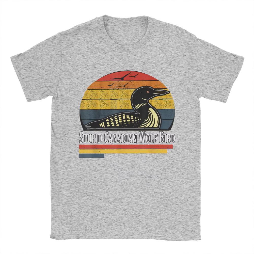Retro Stupid Canadian Wolf Bird Funny Lover Loon Humor T Shirts Summer Cotton T Shirts for Unisex Trending Print Tee Shirt Y2K Tops