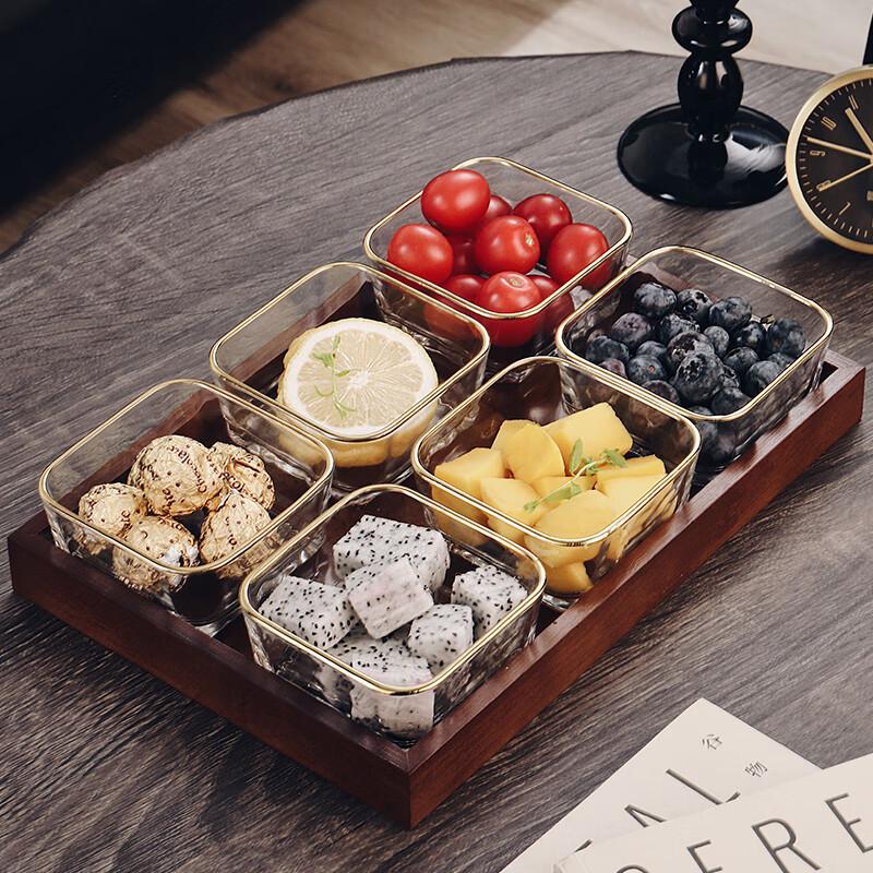 CRISTALGLASS Glass Fruit Plate, Living Room Retro Light Luxury Creative Snack Divider, Dried Fruit Plate, Nordic Ins-Style Dessert And Candy Dish