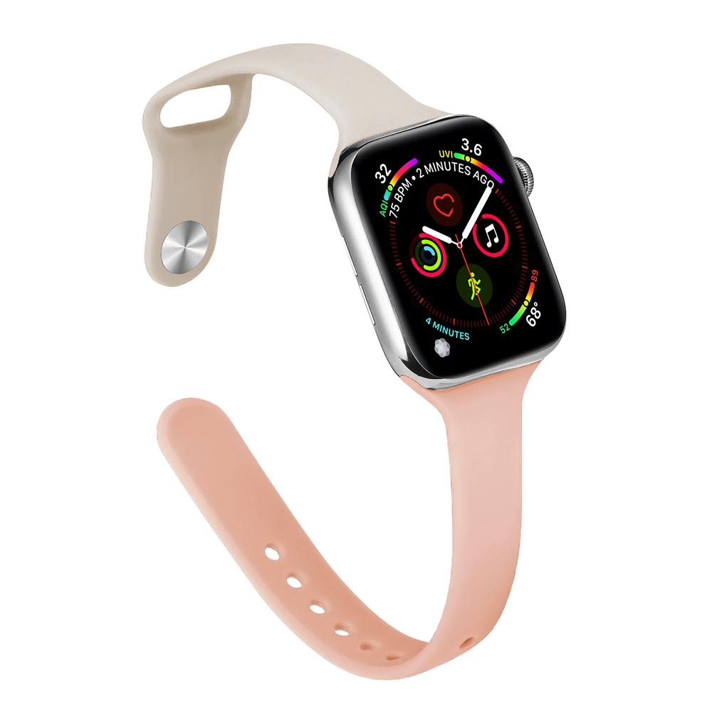 Ремешок для Apple Watch Band 40 мм, 44 мм, 45 мм, 41 мм, 38 мм, 42 мм, спортивный тонкий силиконовый браслет correa iWatch Series 8 Ultra 2 SE 7 6 3 9