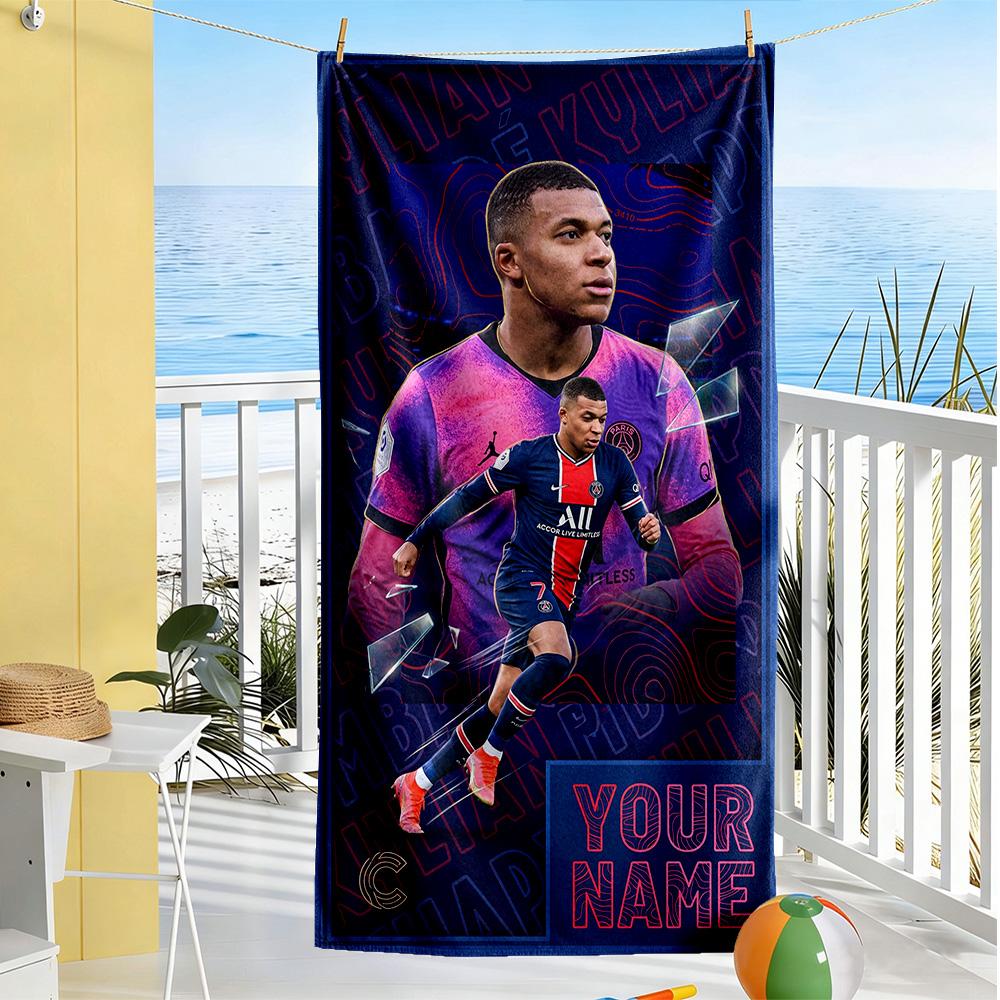 Mbappe Customize Your Name Beach Towel High Absorbency Quickdry Ideal For Travel Outdoor Swim Pool Yoga Surf Camping Hiking Gym Gift Holiday