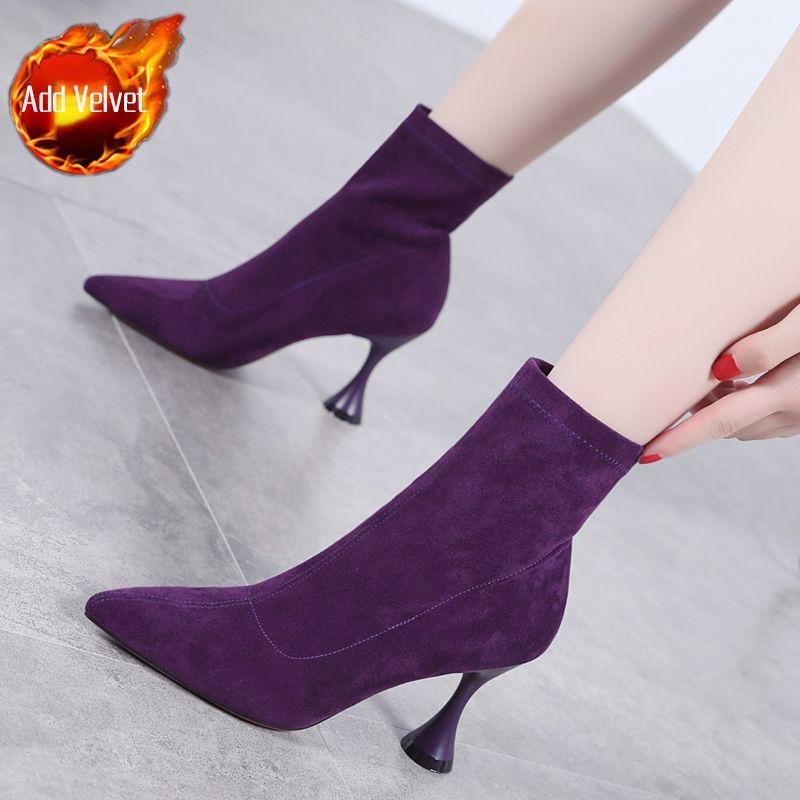 Сексуальные ботильоны с острым носком, женские короткие туфли на очень высоком каблуке, женские ботильоны на каблуке, горячее предложение, новая рок-мода, зима 2024 года