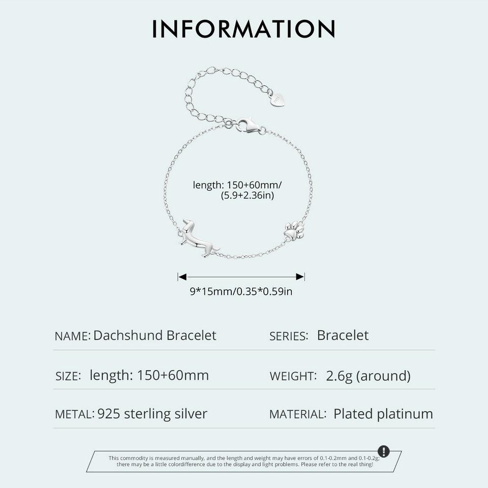 WOSTU Стерлингового Серебра 925 пробы, милый браслет с подвеской в ​​виде собаки таксы для женщин, оригинальный регулируемый браслет в виде лапы животного с домашним животным, семейный подарок, ювелирные изделия
