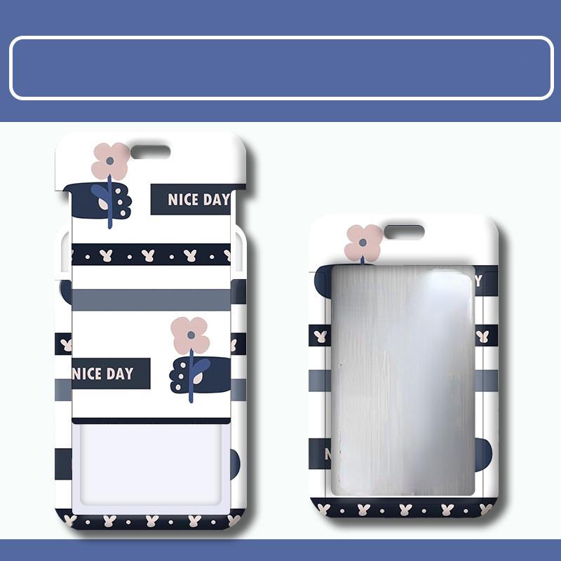 Kawaii Cartoon Slide Case ID Tag Working Permit Cover Sleeve Bear Rabbit Prints Working Permit Name Card Badge Holder