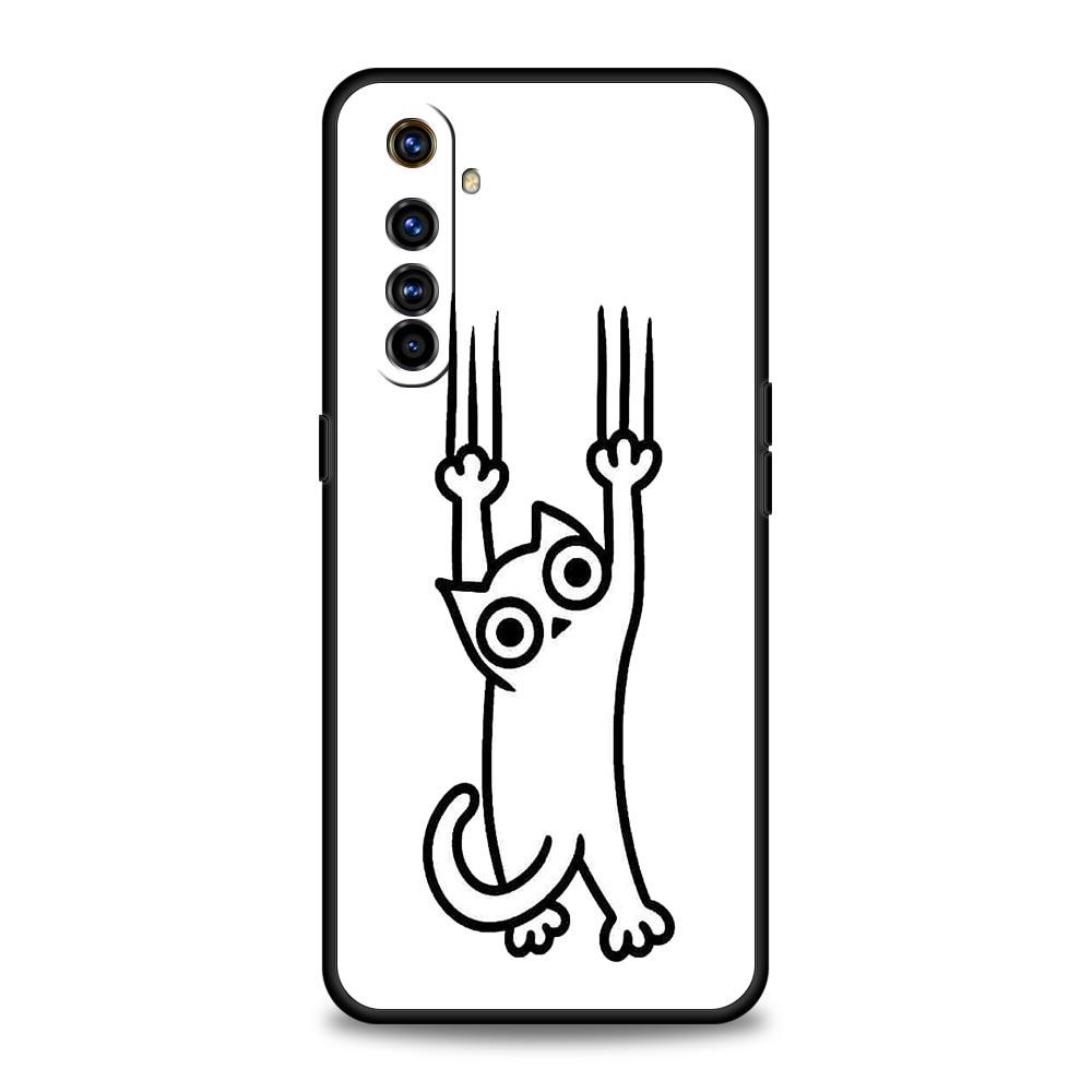 Забавный Черный Кот Чехол для Телефона Для Realme 16 15T 14 13 12 11 10 4G 9 8 5G Pro Plus C21 C25 C35 GT5 GT3 GT2 Neo 2 3 3T 5 Чехол