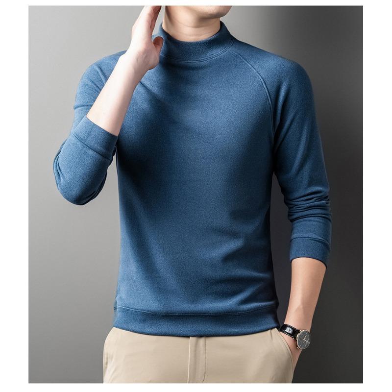 Men S Solid Color Long Sleeve Pullover T Shirt Casual Autumn