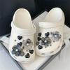 Rhinestone Detachable Shoe Charms 14Pcs Black Ink Flower Heart Design DIY Decor for Clogs Backpacks Daily Use