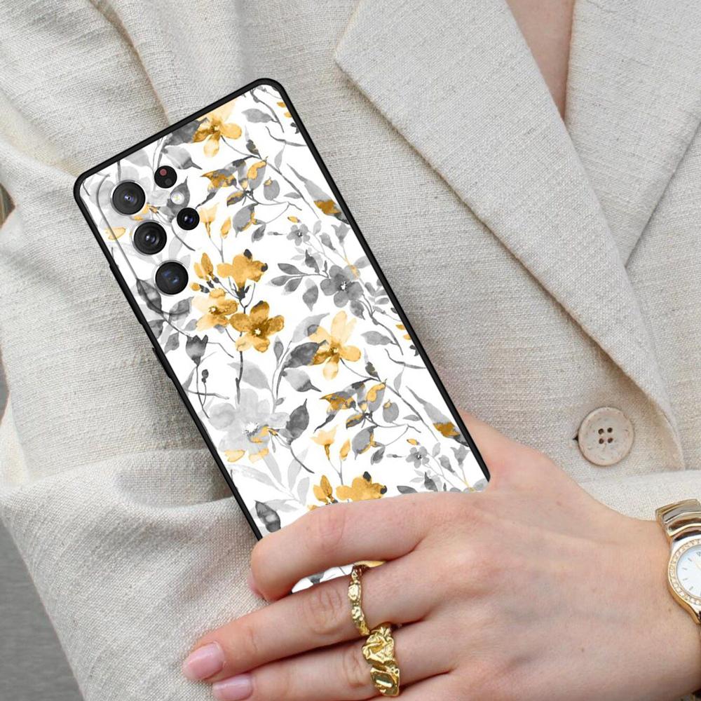 Romantic Pink Teal Watercolor Chic Floral Cell Phone Case for Samsung Galaxy S26 Ultra S25 S24 S23 S22 S21 S20 Note10 Cover