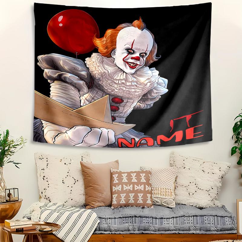 Personalized Pennywise the Dancing Clown Background Tapestry,Custom Name Birthday Party,Multifunctional Wall Decoration for Home Decor,Various Occasio