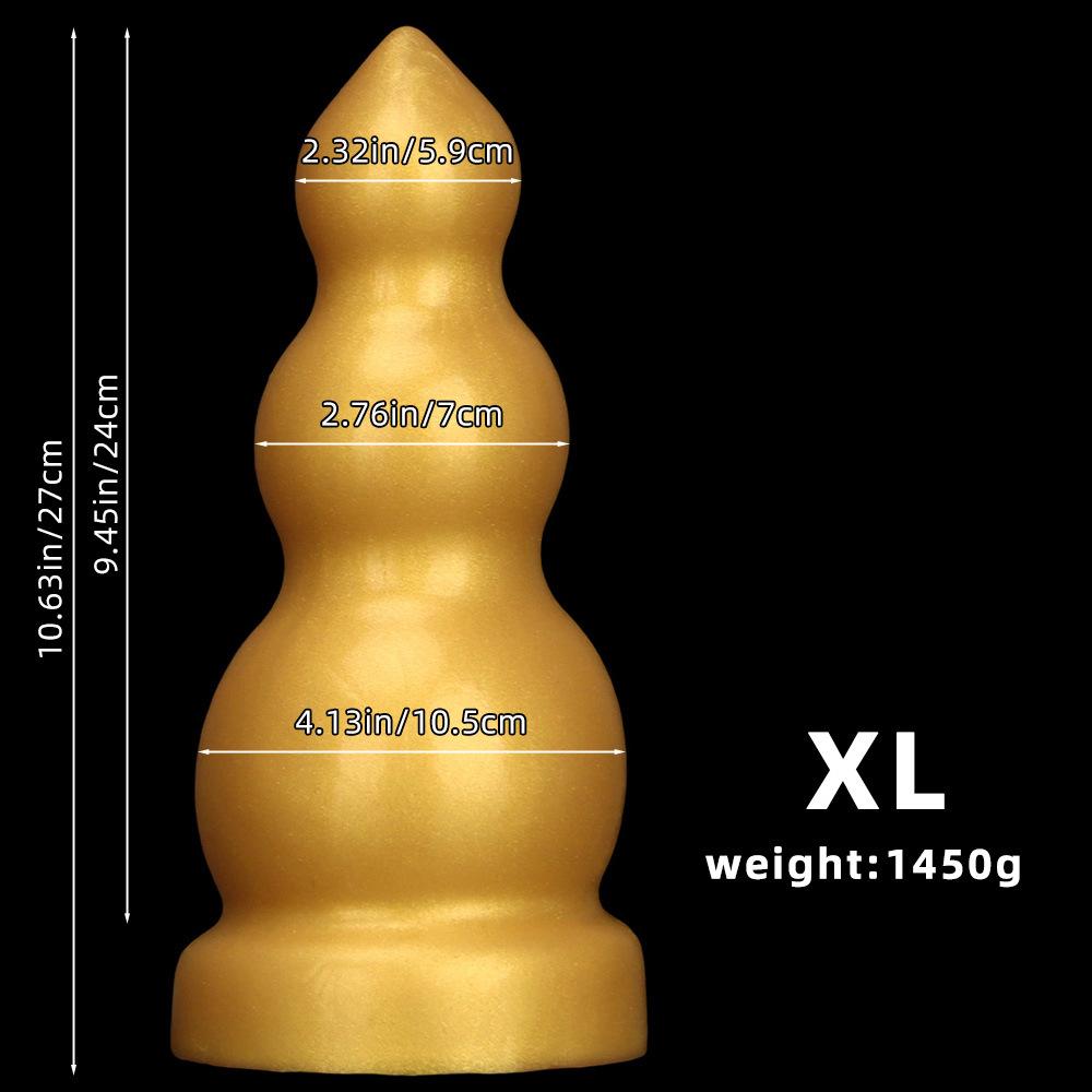 Большая Золотая Силиконовая Анальная Пробка с Резьбой Реалистичный Дилдо Игрушка для Взрослых Секс для Пары Фистинг