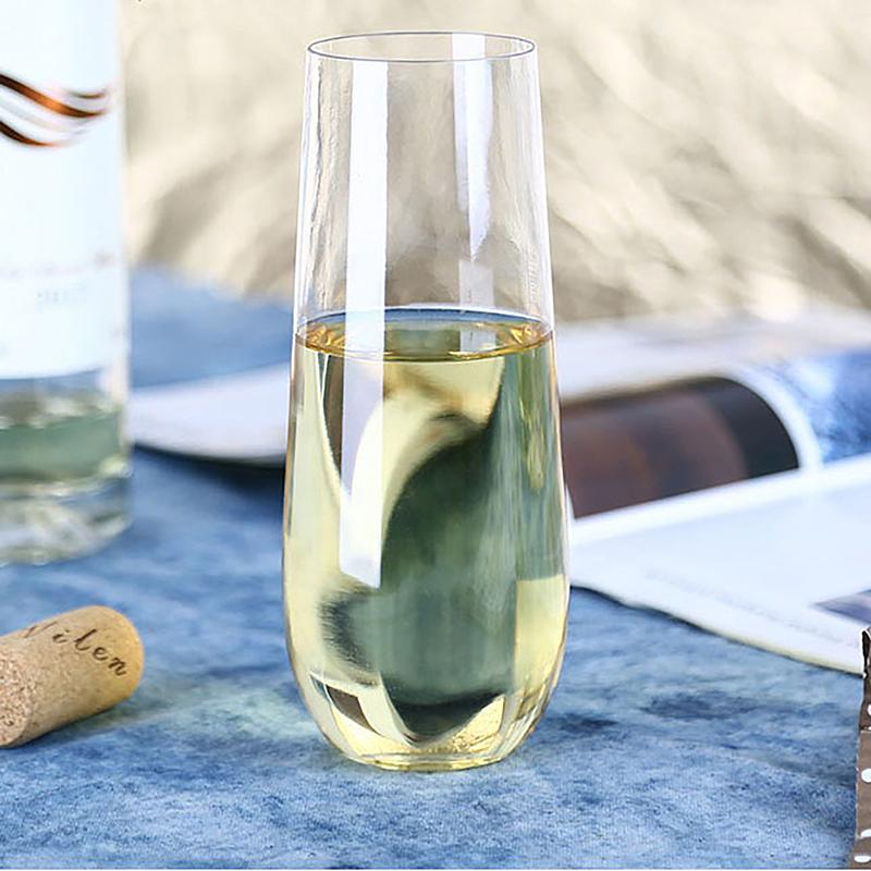 1Pc Champagne Glass Transparent Plastic Whiskey Glass Shatterproof Reusable Drink Cups For Wedding Party Bar Home Wine Glass