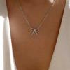 Fashion Rhinestone Bow Pendant Necklace for Women Exquisite Zircon Bowknot Choker Necklaces Office Party Jewelry Lady Gifts