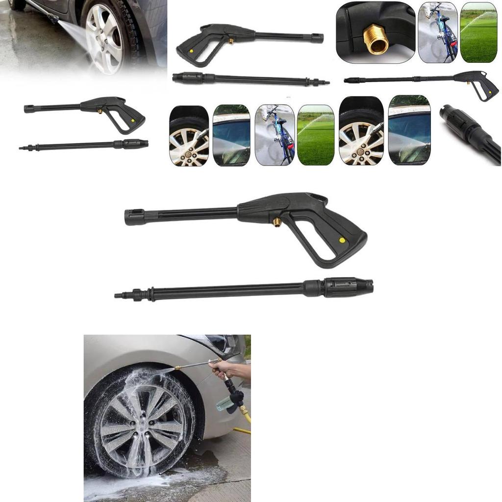 Powerful High-pressure Water Gun M14 Adjustable Spray Nozzle 5m Hose Set For Car Wash And Gardening