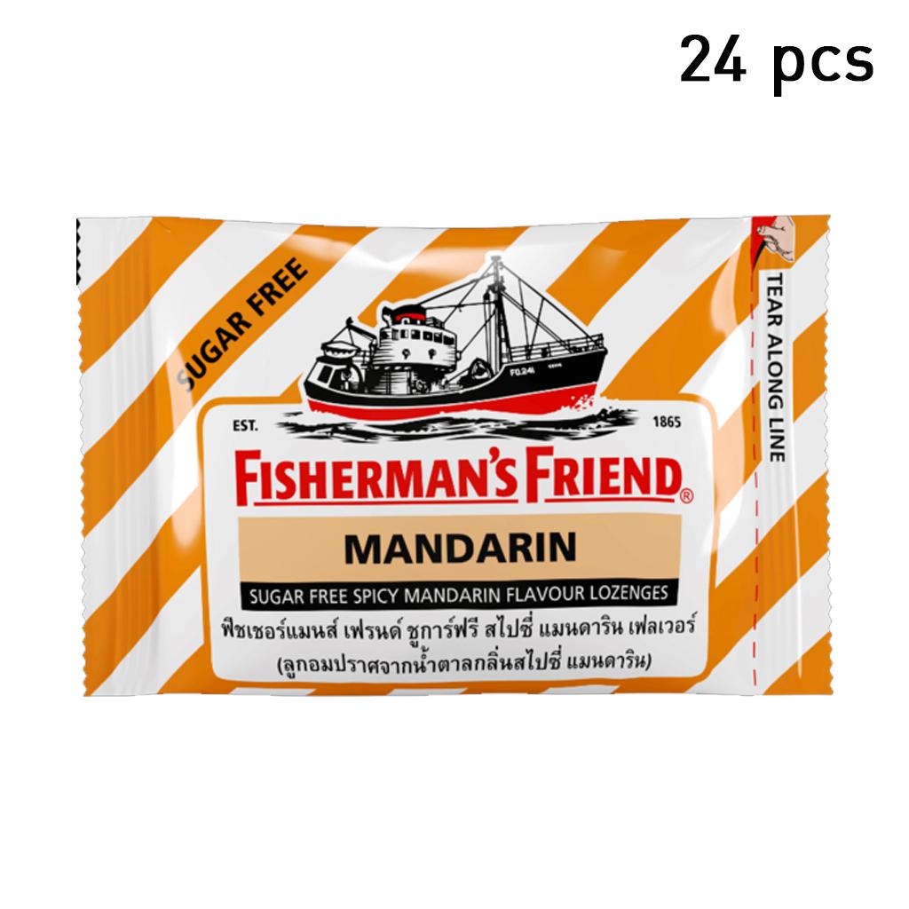 Таблетки Fisherman's Friend, Мандарин, пастилки со вкусом пряного мандарина без сахара, 25 г. х 6/12/24 шт.