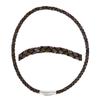 [R5094] - Braided Steel Leather Cord 'Giorgio' Silver Brown - 45 Cm 6 Mm