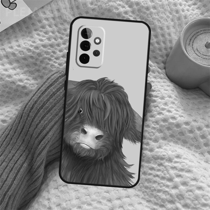 Милый чехол с шотландской коровой для Samsung Galaxy A15 A22 A52 A32 A54 A14 A16 A26 A36 A56 A55 A35 A05 A06 A53 A33 A13