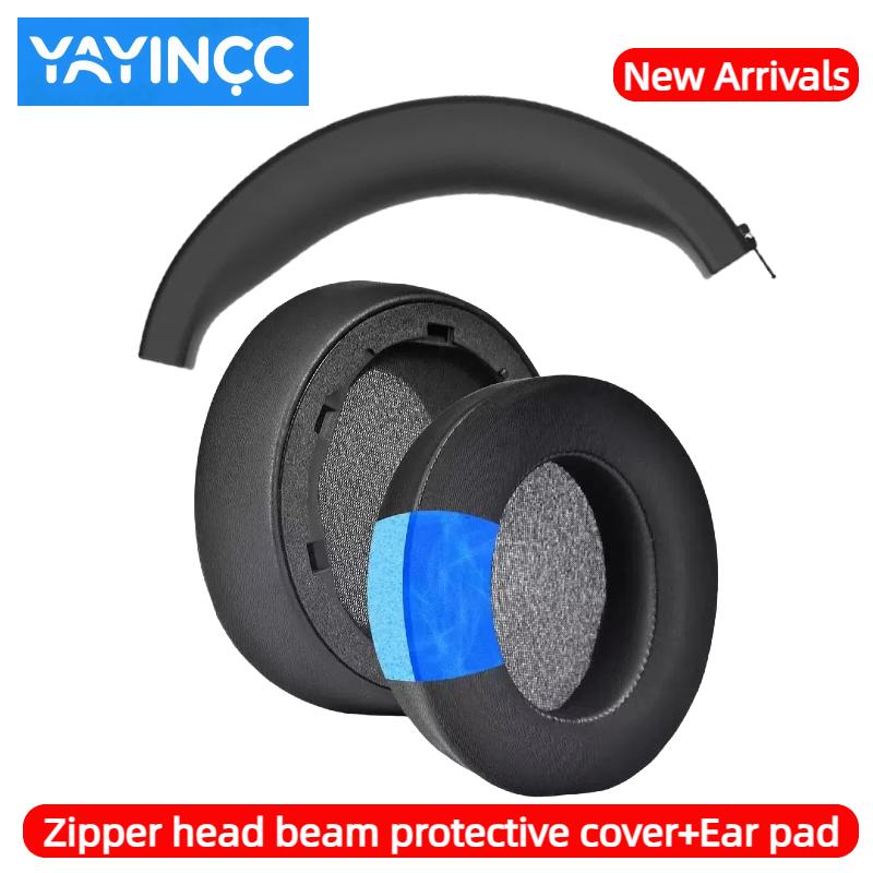 YAYINCC Replacement Cooling Gel /Leather Memory Foam Ear Pads For Anker Soundcore Life Q35 Gaming Headphones With plastic buckle