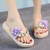 Summer Beach Flip Flops Women's Sandals Handmade Flowers Casual Clip Flat Sandals Slippers Outside Wearing Women's Shoes