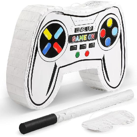 Zonon Video Game Controller Piñata Bundle Fiesta Gaming Controller Piñata Set with Blindfold and Bat Birthday Gamer Party Supplies Game for Gaming