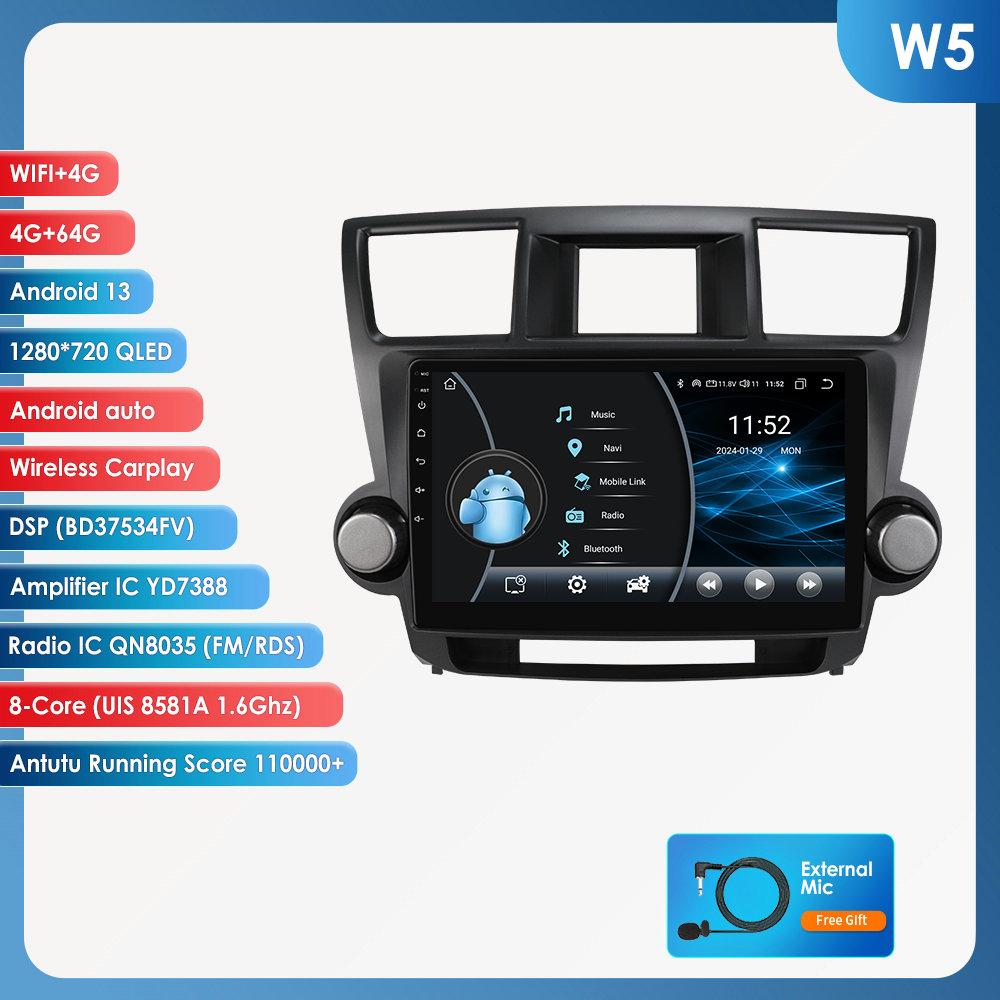 Hizpo Snapdragon AI для Toyota Highlander Kluger 2007 - 2013 Android Автомагнитола Мультимедийный Видеоплеер GPS Навигация Интеллектуальный Экран 4G Carplay