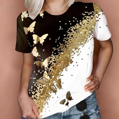 Летняя бабочка 3D принтованная футболка винтажные футболки плюс размер короткий рукав O-образный вырез футболки женская одежда