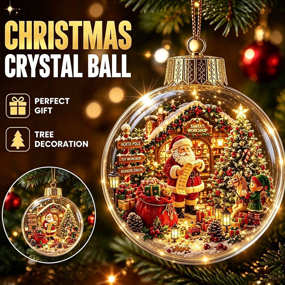 with Light Christmas Ball Ornament Acrylic Material Holiday Tree Pendant Holiday Decoration