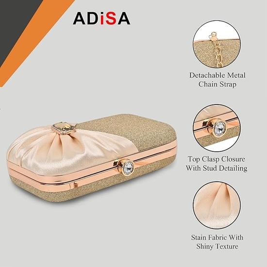 Клатч ADISA для торжественных мероприятий с заклепками и золотой цепочкой для женщин и девочек