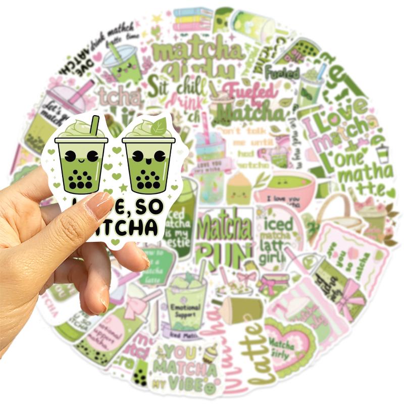 50Pcs Scrapbooking Phone Luggage Skateboard Waterproof Decals Cute Matcha Stickers Matcha Girly Diy Stickers