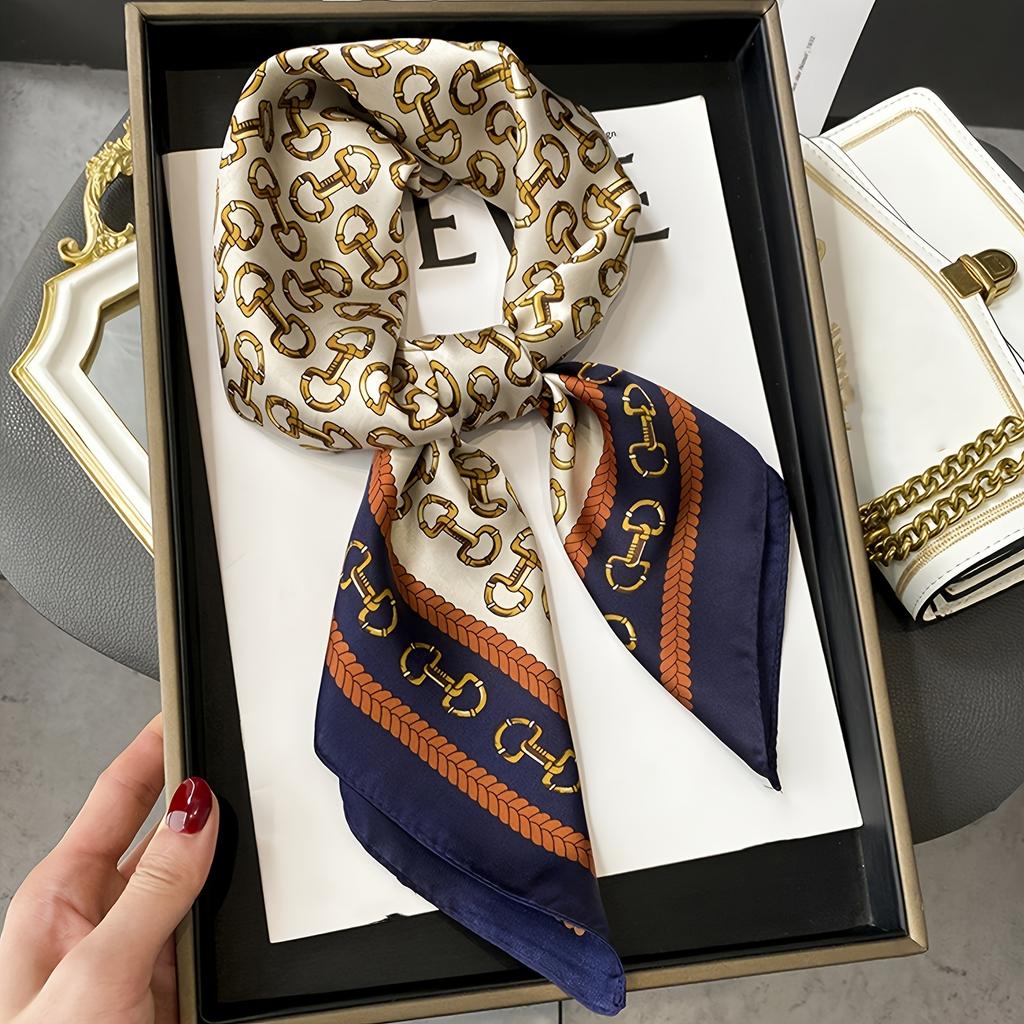 Luxury Brand Women Leopard Print Square Hijab Scarf Soft Satin Silk-like Small Neck Scarf Stylish Casual Headscarf